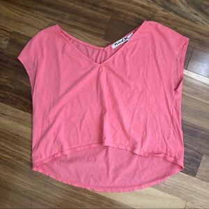 Michael Stars V-neck Crop Top in Coral